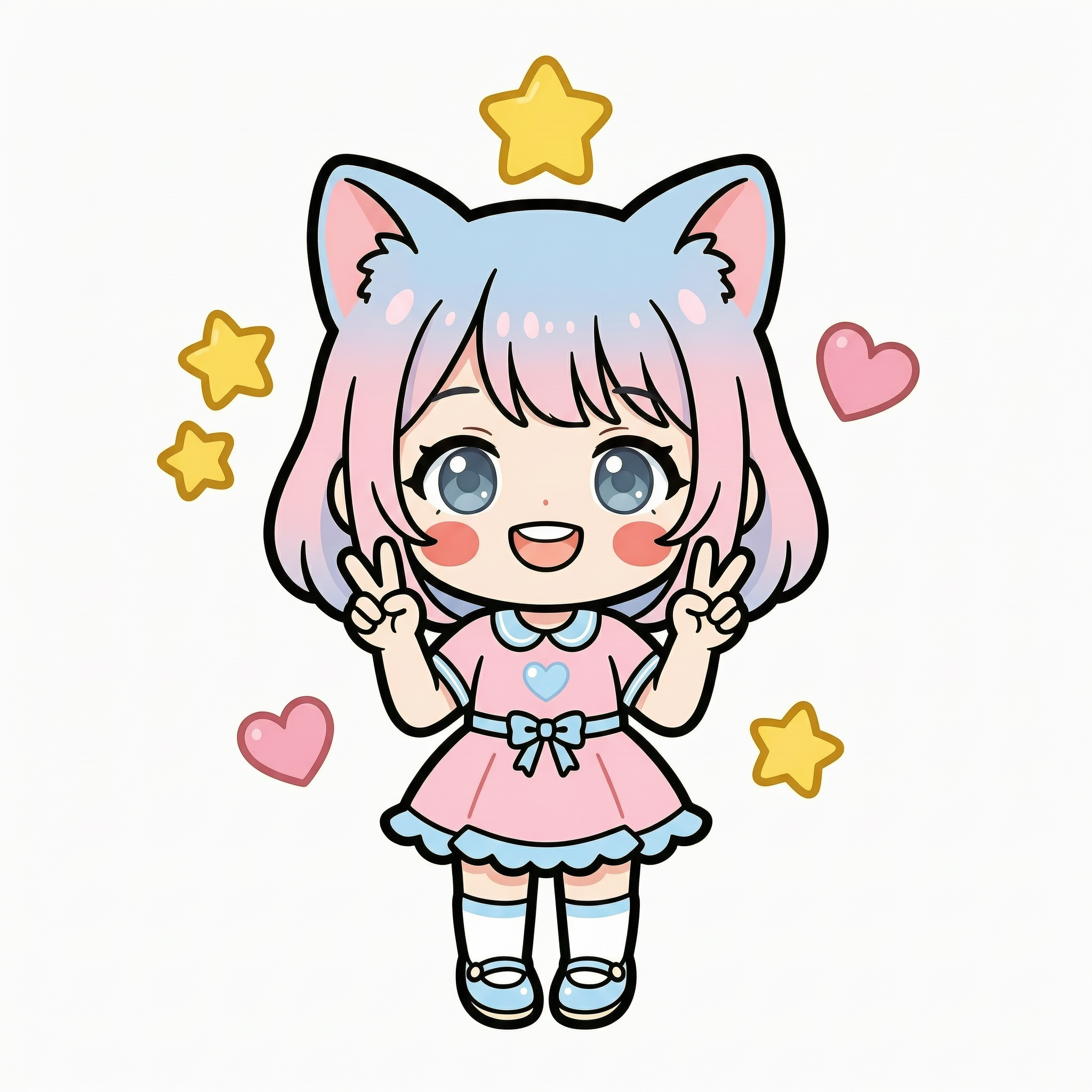 超可爱 Q 版二次元：圆脸猫耳少女